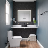 ALFI brand 15.13" x 15.13" Round Above Mount Resin Bathroom Sink, Black & White, No Faucet Hole, ABRS15RBM