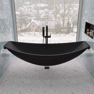 Alternate Image for ALFI brand 79" Acrylic Wall Mount Oval Bathtub, Black Matte, HammockTub1-BM