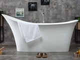 ALFI brand 74" Solid Surface Smooth Resin Free Standing Oval Soaking Bathtub, White Matte, AB9915