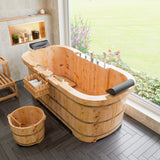 ALFI brand Cedar Wood, Natural Wood, AB6604 Round Wooden Cedar Foot Soaking Tub