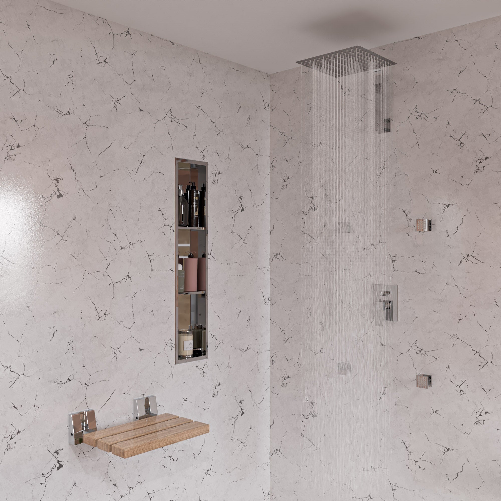 Alternative View of ALFI brand AB12GSW-PC Polished Chrome 12" Square Raised Wall Mounted Shower Arm, Brass