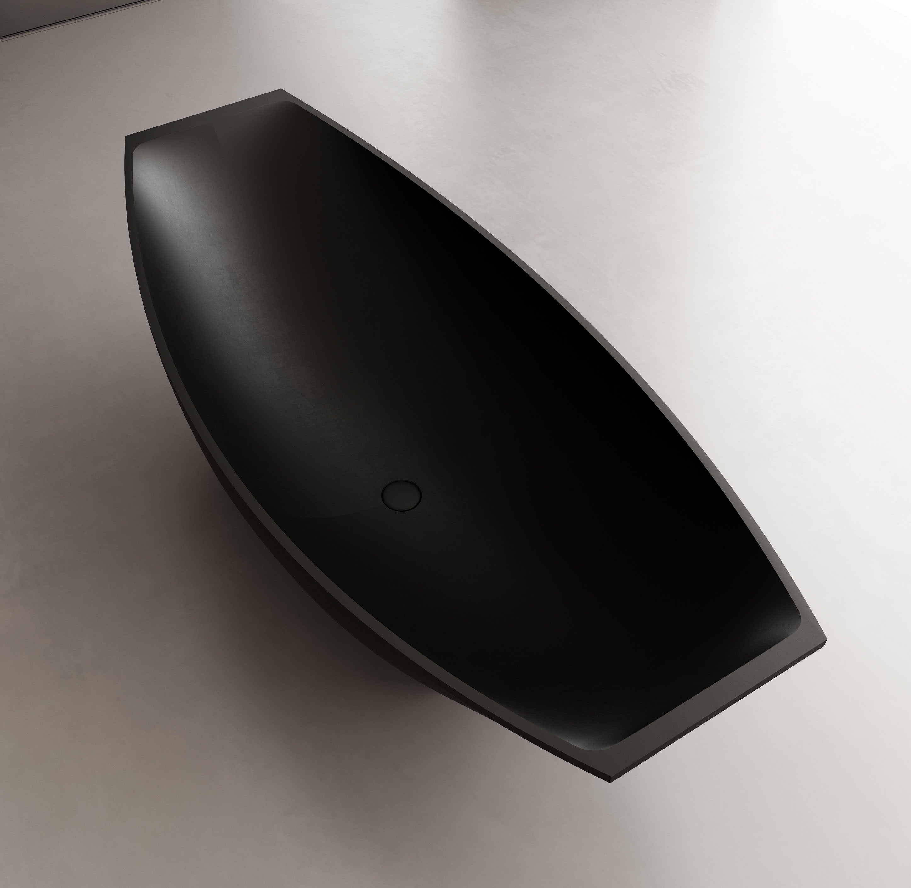 ALFI brand 71" Solid Surface Resin Free Standing Oval Bathtub, Hammock Style, Black Matte, AB9991BM