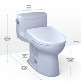 TOTO WASHLET+ Supreme II One-Piece Elongated 1.28 GPF Toilet and WASHLET+ S7 Contemporary Bidet Seat, Cotton White, Vitreous China|Plastic, MW6344726CEFG#01