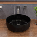 ALFI brand 15.5" x 15.5" Round Above Mount Porcelain Bathroom Sink, Black Matte, No Faucet Hole, ABC907-BM