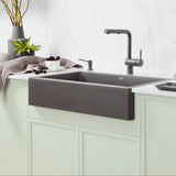 Blanco Vintera 30" Silgranit Farmhouse Sink, Volcano Gray, No Faucet Hole, 527417