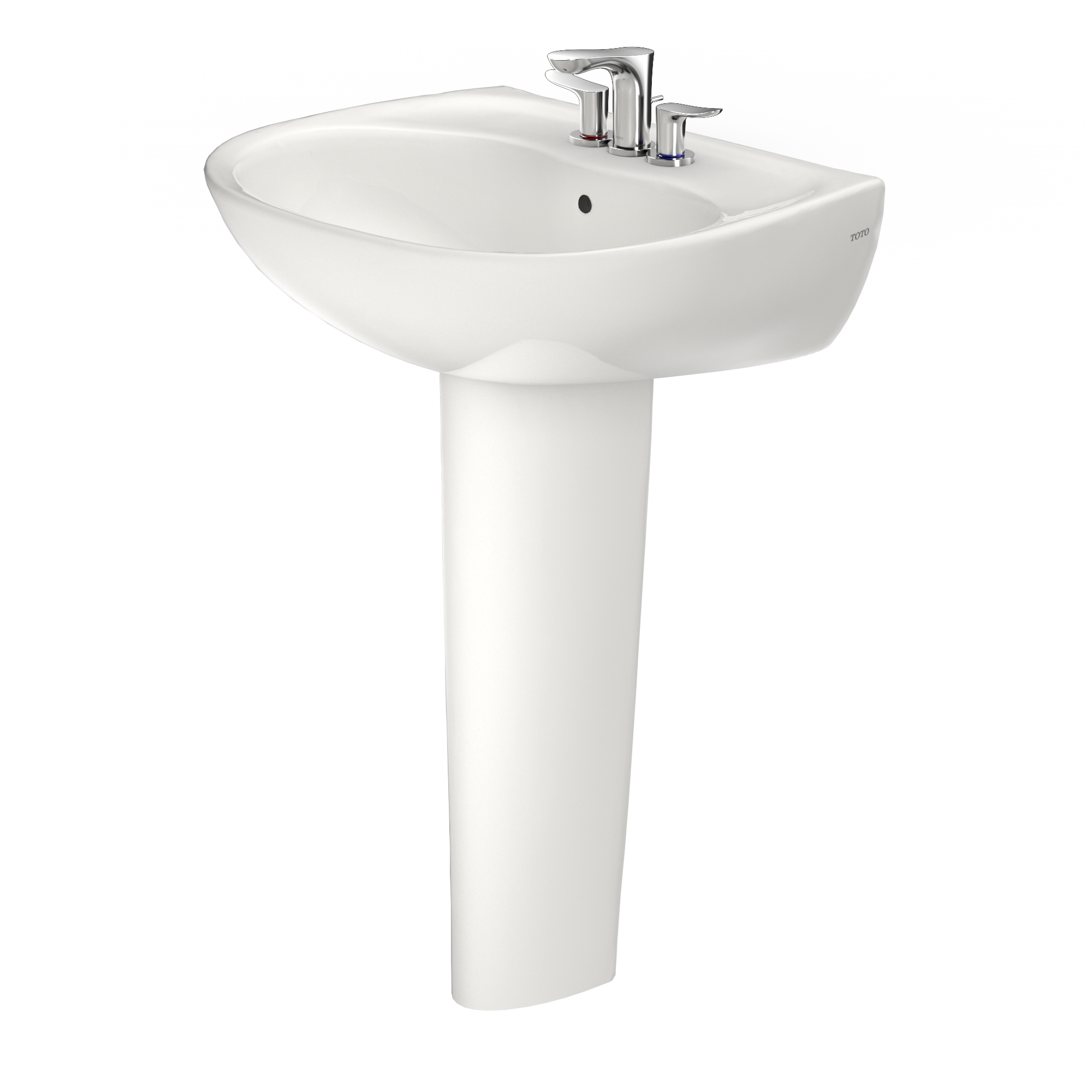TOTO Supreme Oval Basin Pedestal Bathroom Sink with CeFiONtect for 4 Inch Center Faucets, Colonial White, Vitreous China, LPT241.4G#11