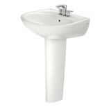 TOTO Supreme Oval Basin Pedestal Bathroom Sink with CeFiONtect for 4 Inch Center Faucets, Colonial White, Vitreous China, LPT241.4G#11