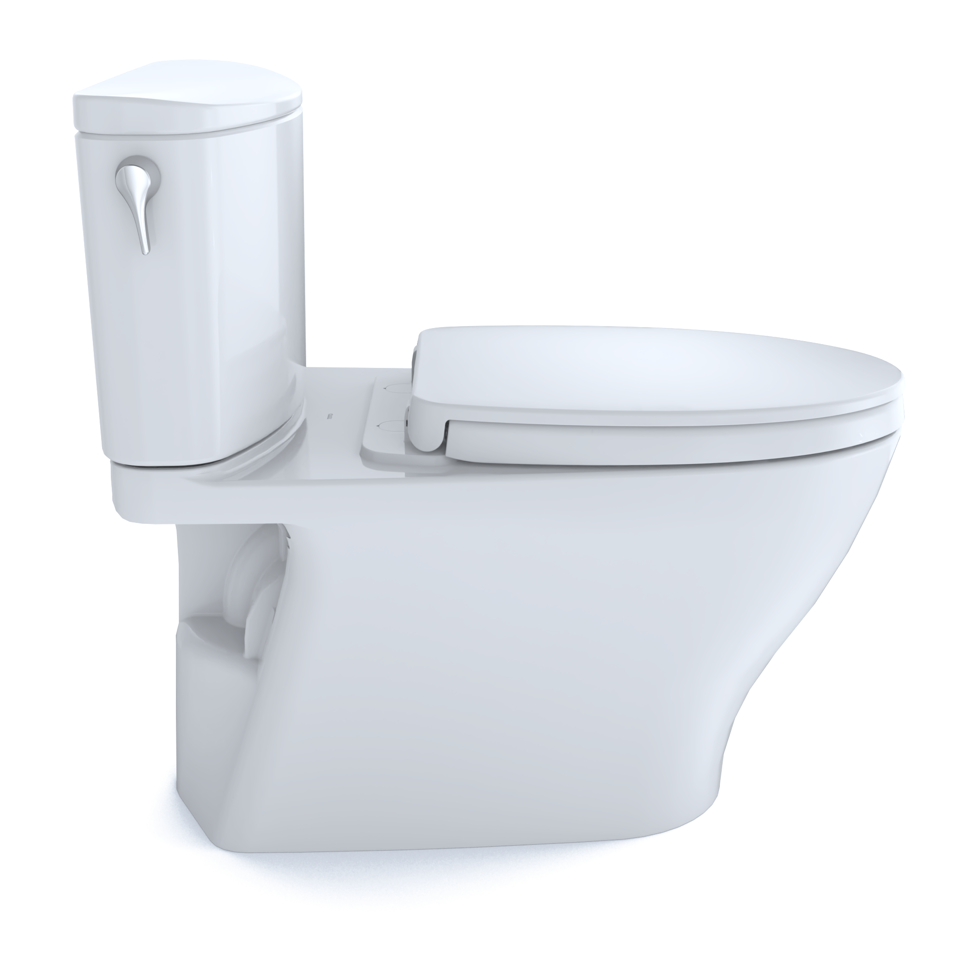 TOTO Nexus Two-Piece Elongated 1.28 GPF Universal Height Toilet with CEFIONTECT and SS124 SoftClose Seat, WASHLET+ Ready, Cotton White, Vitreous China, MS442124CEFG#01