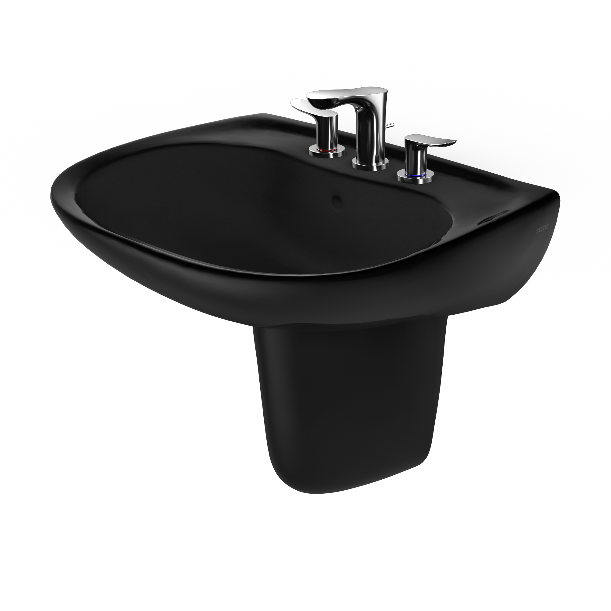 TOTO Prominence Oval Wall-Mount Bathroom Sink and Shroud for 8 Inch Center Faucets, Ebony, Vitreous China, LHT242.8#51