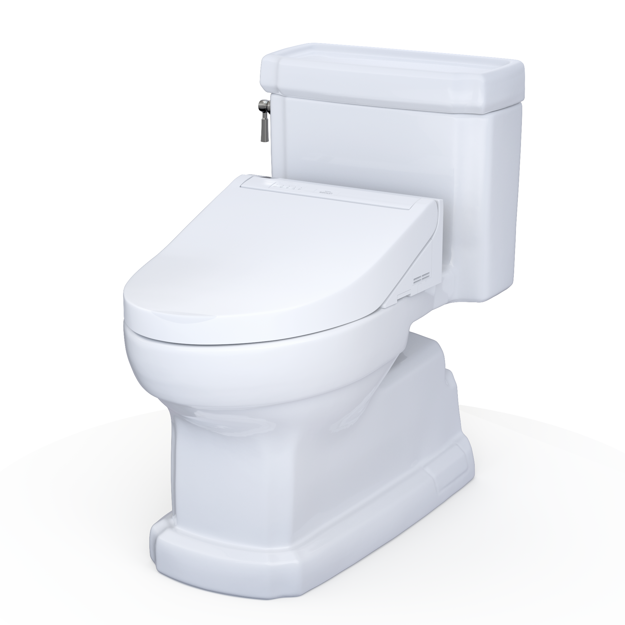 TOTO WASHLET+ Eco Guinevere Elongated 1.28 GPF Universal Height Toilet with C5 Bidet Seat, Cotton White, Vitreous China|Plastic, MW9743084CEFG#01