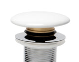 ALFI brand Brass, AB8055-W White Ceramic Mushroom Top Pop Up Drain for Sinks without Overflow