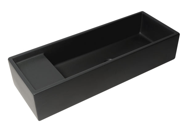 ALFI brand 39.4" x 14.6" Rectangle Above Mount or Semi Recessed Fireclay Bathroom Sink, Black Matte, No Faucet Hole, AB39TRBM