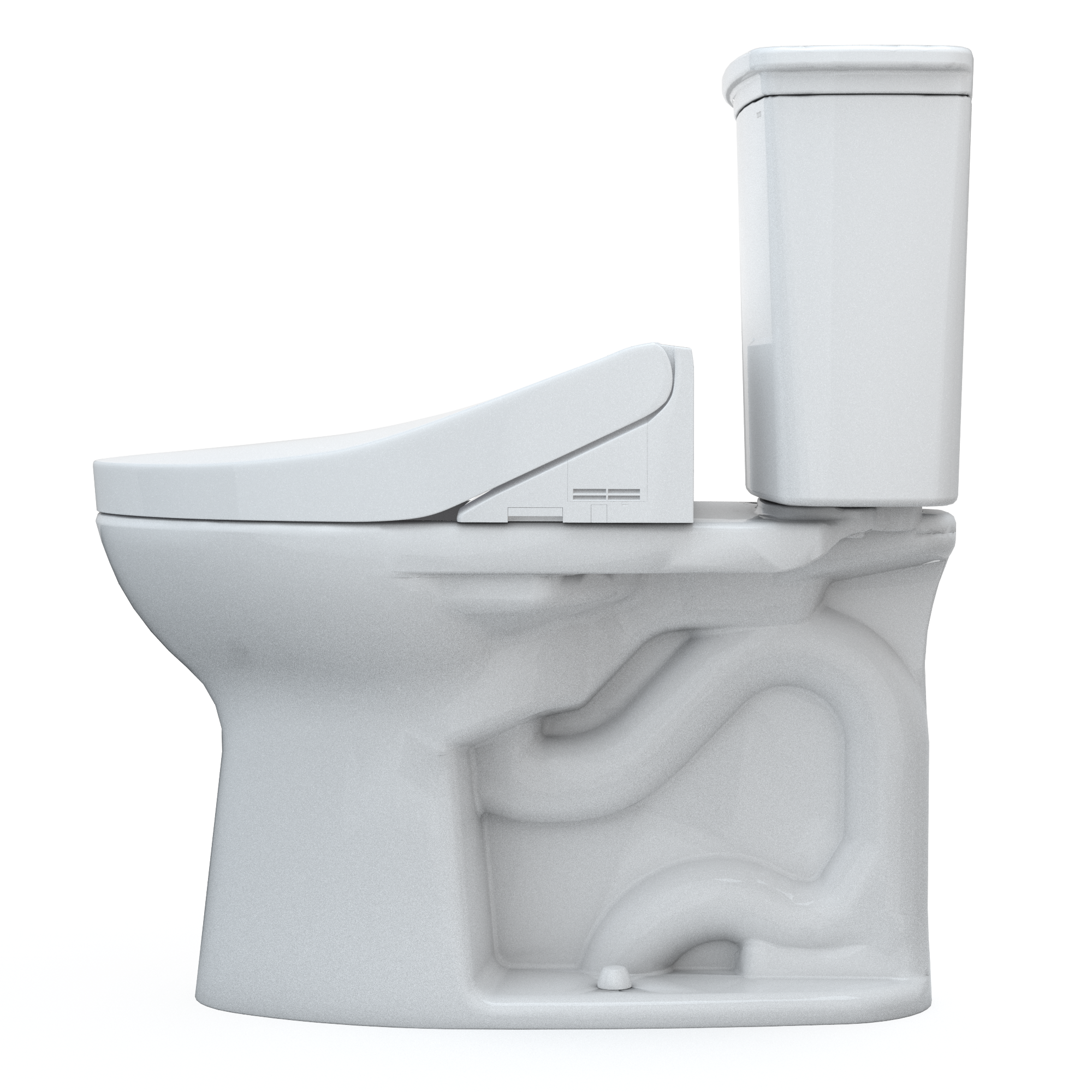 TOTO Drake Transitional WASHLET+ Two-Piece Elongated 1.28 GPF Universal Height TORNADO FLUSH Toilet with C5 Bidet Seat, Cotton White, Vitreous China, MW7863084CEFG.10#01