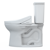 TOTO Drake Transitional WASHLET+ Two-Piece Elongated 1.28 GPF Universal Height TORNADO FLUSH Toilet with C5 Bidet Seat, Cotton White, Vitreous China, MW7863084CEFG.10#01