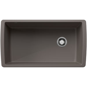 Alternate Image for Blanco Diamond 34" Undermount Silgranit Kitchen Sink, Volcano Gray, No Faucet Hole, 443108