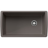 Blanco Diamond 34" Undermount Silgranit Kitchen Sink, Volcano Gray, No Faucet Hole, 443108