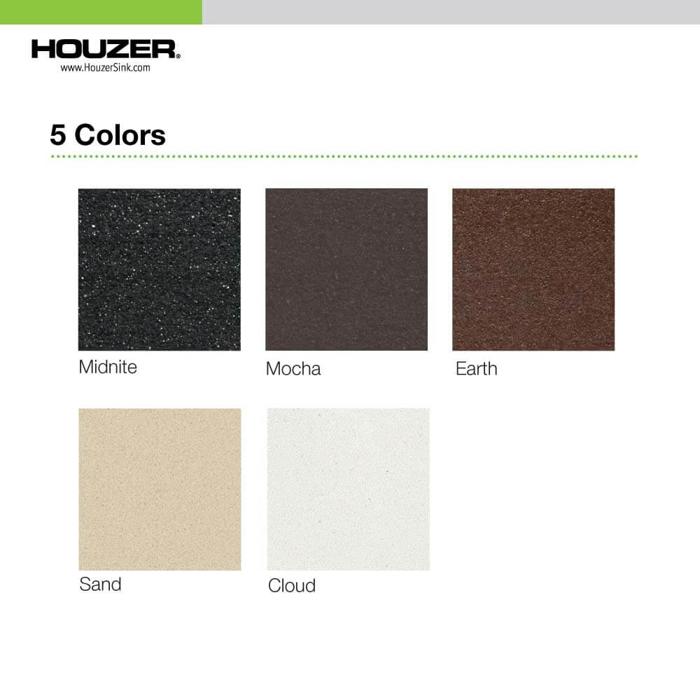 Houzer Quartztone 33 inch Slate Granite Composite Undermount 60/40 Double Bowl Kitchen Sink - M-175U SLATE