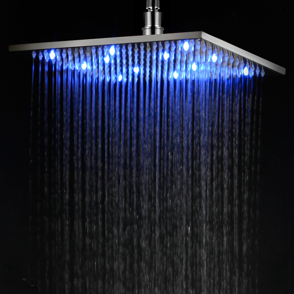 ALFI brand LED12S-BN Brushed Nickel 12" Square Multi Color LED Rain Shower Head, Brass