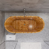 Alternative View of ALFI brand 63" Cedar Wood Free Standing Oval Bathtub, Natural Wood, AB1105