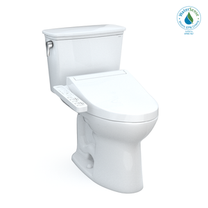 Alternate Image for TOTO Drake Transitional WASHLET+ Two-Piece Elongated 1.28 GPF Universal Height TORNADO FLUSH Toilet with C2 Bidet Seat, Cotton White, Vitreous China, MW7863074CEFG#01