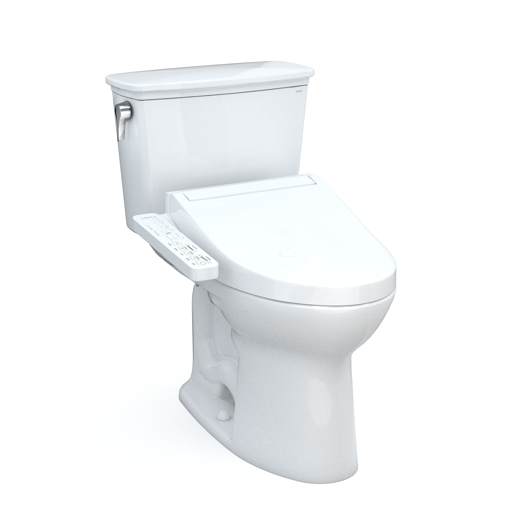 TOTO Drake Transitional WASHLET+ Two-Piece Elongated 1.28 GPF TORNADO FLUSH Toilet with C2 Bidet Seat, Cotton White, Vitreous China, MW7863074CEG#01