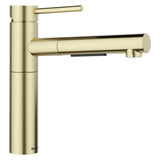 Blanco Alta II Low Arc Pull-Out Dual-Spray Kitchen Faucet, Satin Gold, 1.5 GPM, Brass, 527561