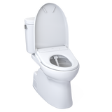 TOTO WASHLET+ Vespin II Two-Piece Elongated 1.28 GPF Toilet with Auto Flush WASHLET+ S7A Contemporary Bidet Seat, Cotton White, Vitreous China|Plastic, MW4744736CEFGA#01