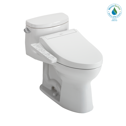 TOTO WASHLET+ Supreme II One-Piece Elongated 1.28 GPF Toilet and WASHLET+ C2 Bidet Seat, Cotton White, Vitreous China|Plastic, MW6343074CEFG#01