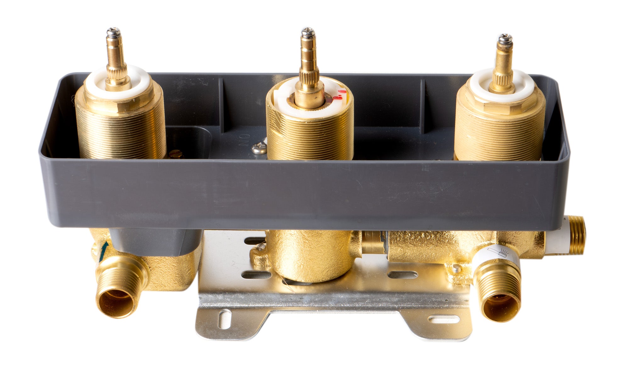 ALFI brand AB2801-BM Black Matte 3-Way Thermostatic Valve Shower Mixer Square Knobs, Brass