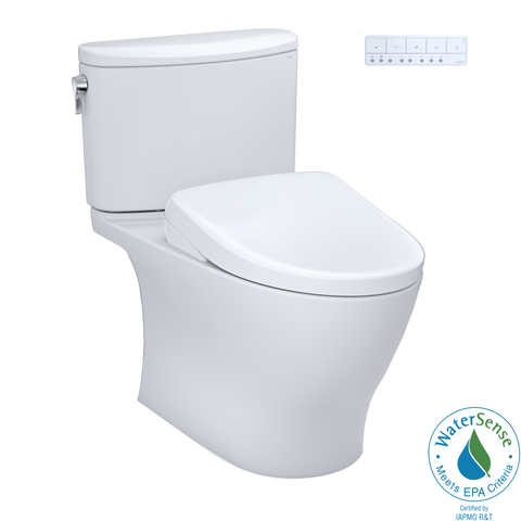 TOTO WASHLET+ Nexus Two-Piece Elongated 1.28 GPF Toilet with S7 Contemporary Bidet Seat, Cotton White, Vitreous China|Plastic, MW4424726CEFG#01