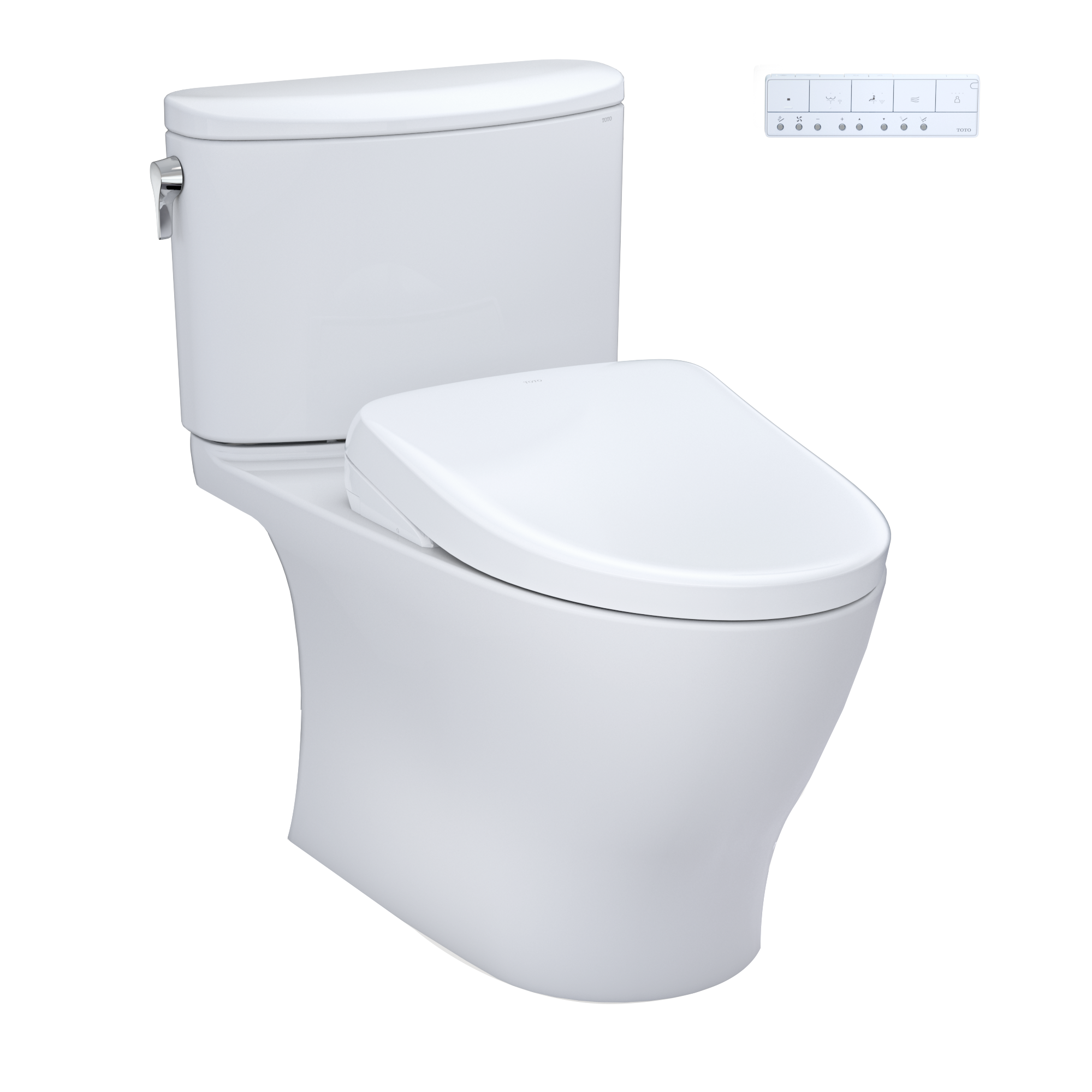 TOTO WASHLET+ Nexus Two-Piece Elongated 1.28 GPF Toilet with S7 Contemporary Bidet Seat, Cotton White, Vitreous China|Plastic, MW4424726CEFG#01