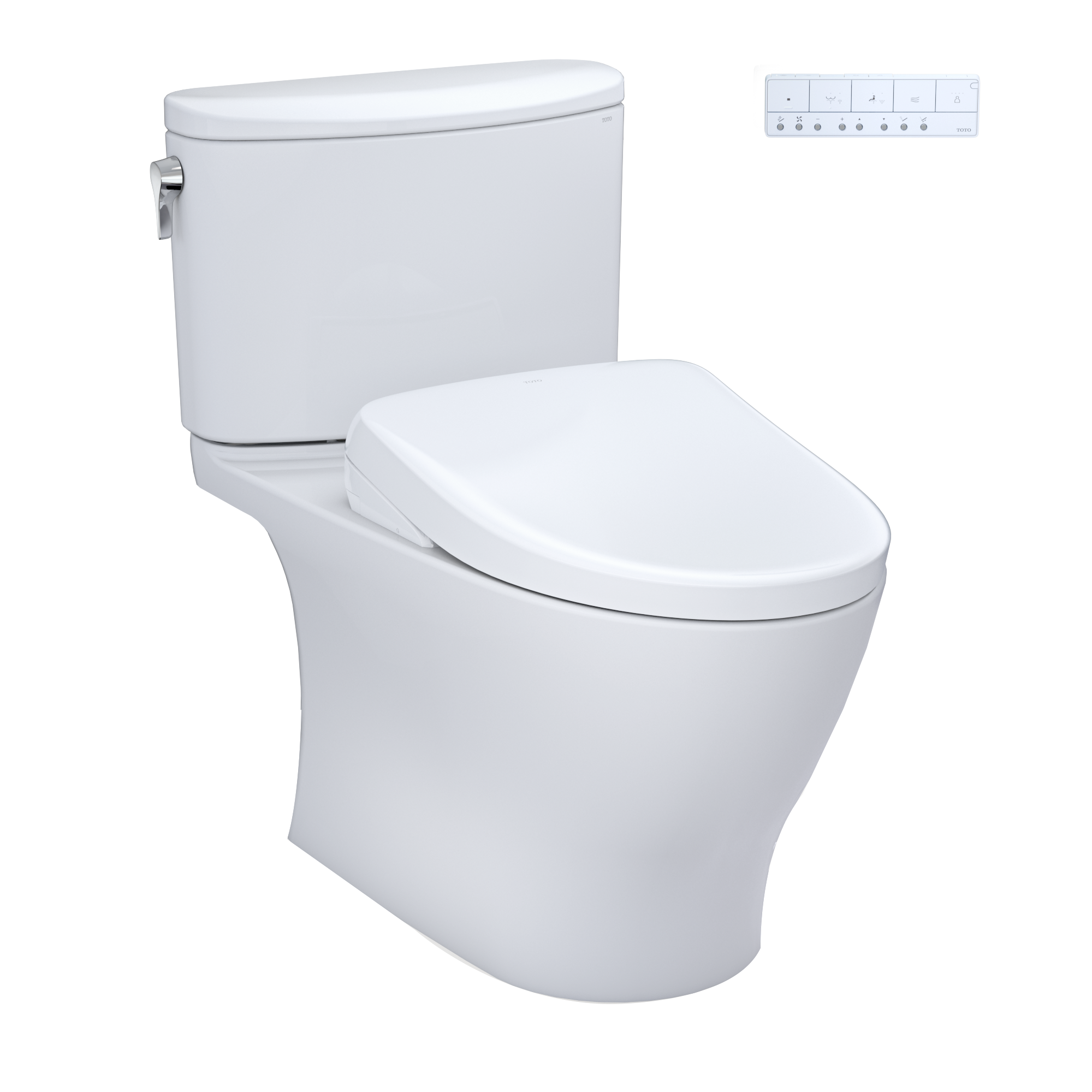 TOTO WASHLET+ Nexus Two-Piece Elongated 1.28 GPF Toilet with S7A Contemporary Bidet Seat, Cotton White, Vitreous China|Plastic, MW4424736CEFG#01