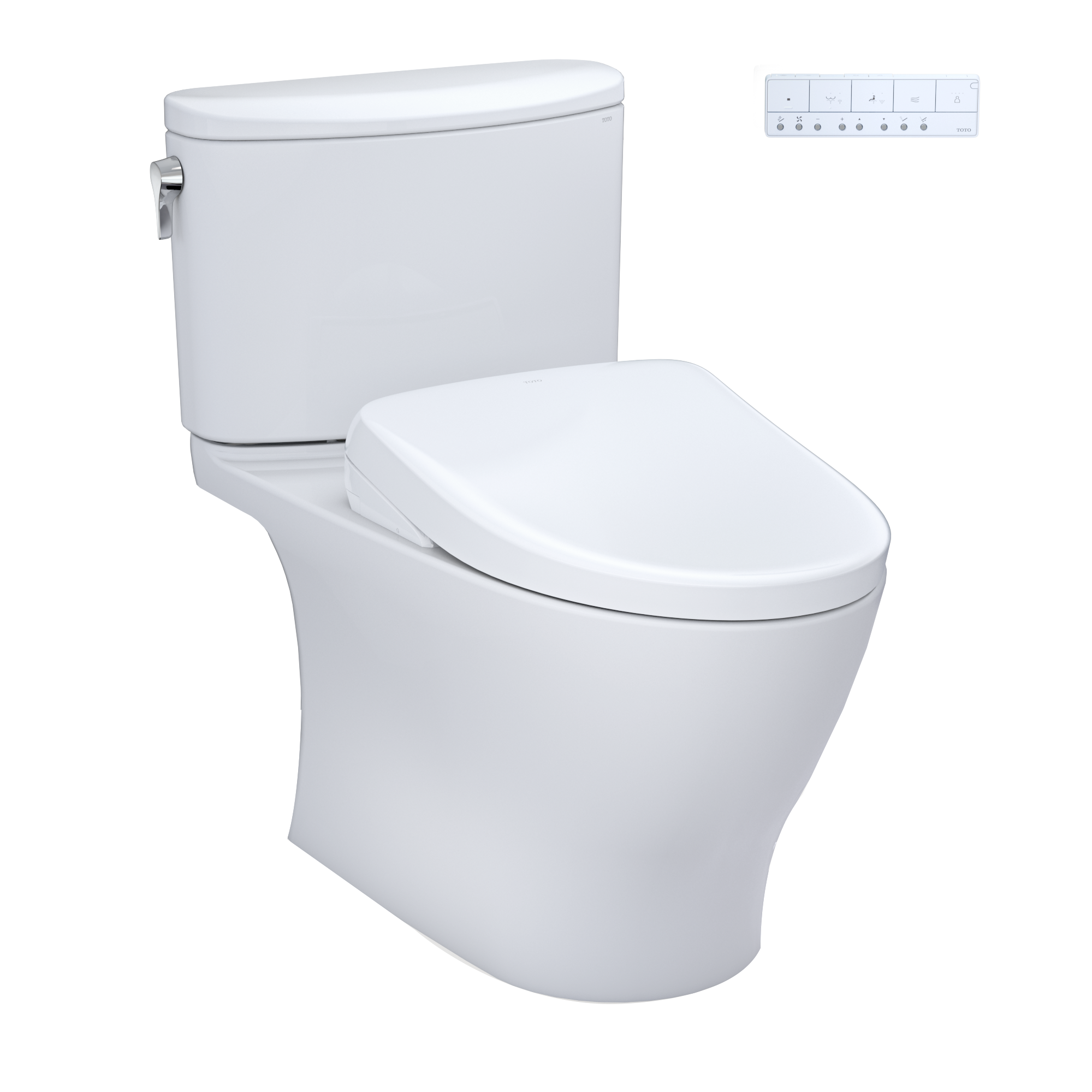 TOTO WASHLET+ Nexus Two-Piece Elongated 1.28 GPF Toilet with Auto Flush S7 Contemporary Bidet Seat, Cotton White, Vitreous China|Plastic, MW4424726CEFGA#01