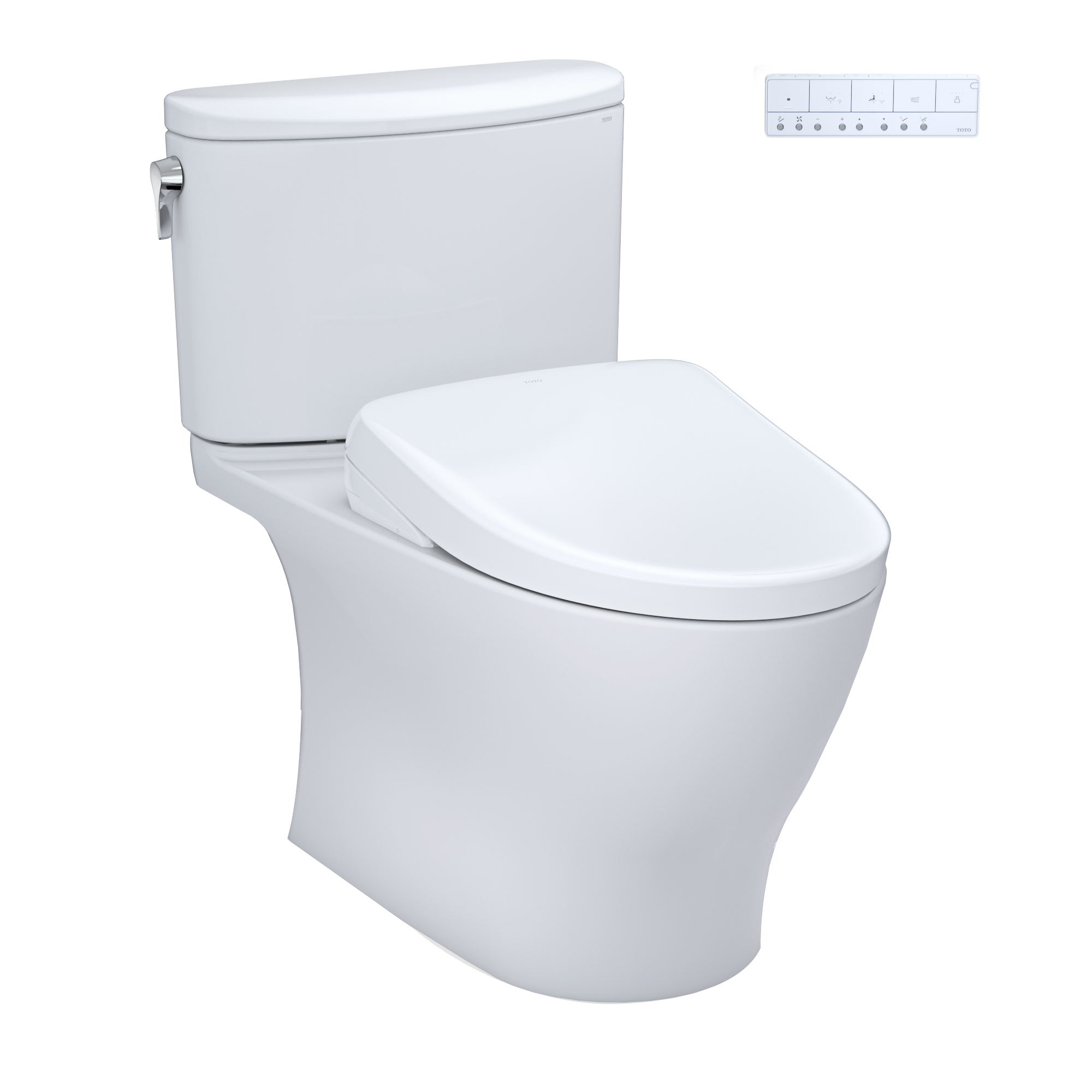 TOTO WASHLET+ Nexus 1G Two-Piece Elongated 1.0 GPF Toilet with S7A Contemporary Bidet Seat, Cotton White, Vitreous China|Plastic, MW4424736CUFG#01