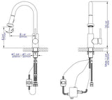 ALFI brand 1.66 GPM Lever Gooseneck Spout Touchless Kitchen Faucet, Modern, Gray, Pull Down, Brushed Nickel, ABKF3262-BN