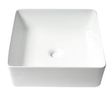 ALFI brand 15.13" x 15.13" Square Above Mount Porcelain Bathroom Sink, White, No Faucet Hole, ABC903-W