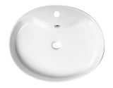 ALFI brand 22" x 18.13" Oval Above Mount Porcelain Bathroom Sink, White, 1 Faucet Hole, ABC910