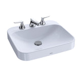 TOTO Arvina Rectangular 20" Vessel Bathroom Sink with CEFIONTECT for 8 Inch Center Faucets, Cotton White, Vitreous China, LT415.8G#01