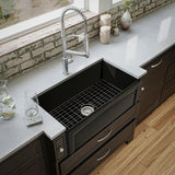 Karran Fireclay 33" Fireclay Farmhouse Sink with Accessories, Matte Black, FCP33SBMB