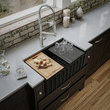 Karran Fireclay 30" Fireclay Workstation Farmhouse Sink with Accessories, Matte Black, FCWSF30SBMB-PK1