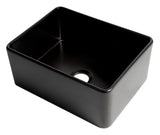 ALFI brand 24" Fireclay Farmhouse Sink, Black Matte, No Faucet Hole, ABF2418-BM