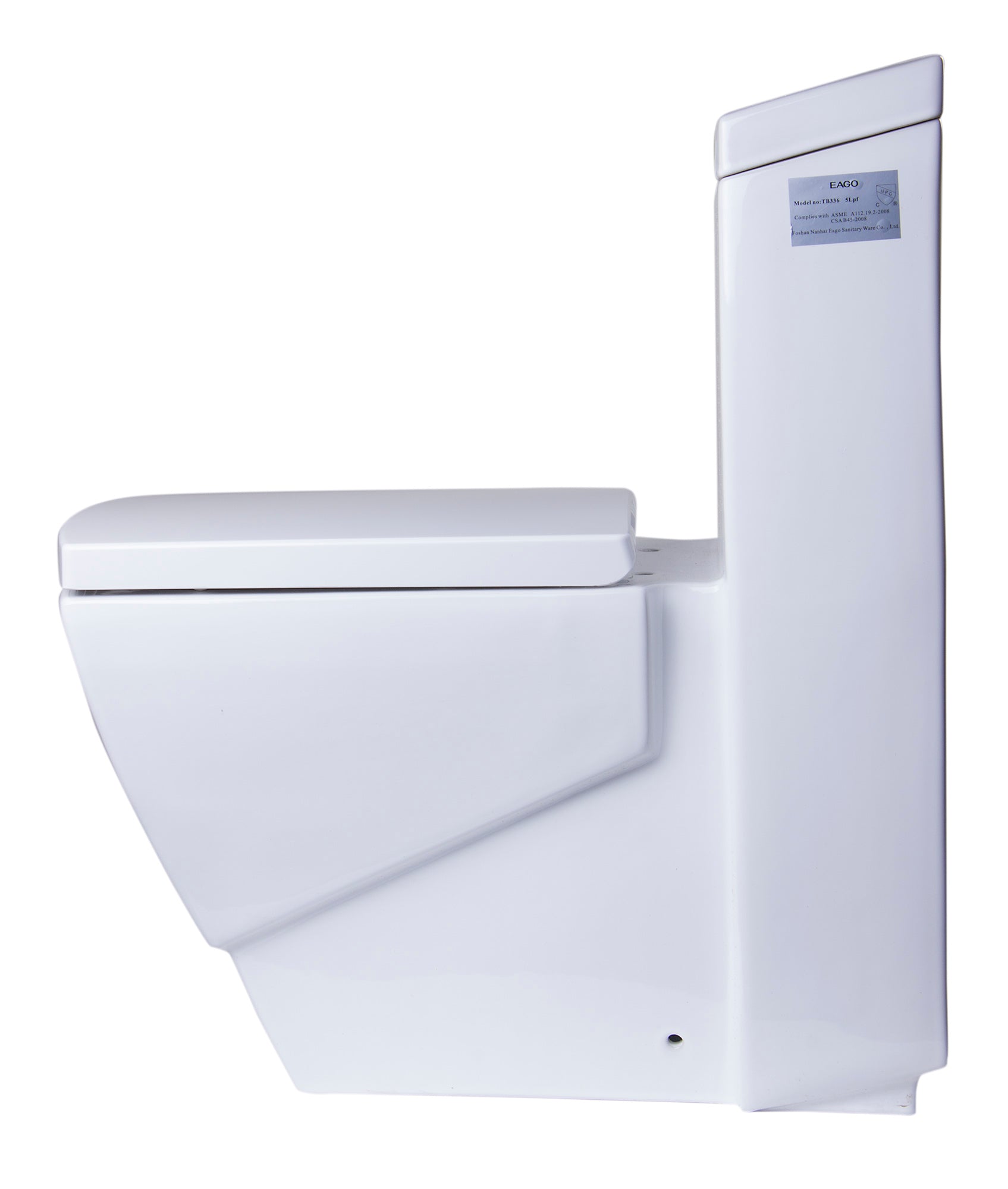 EAGO Porcelain, White, TB336 One Piece High-Efficiency Low Flush Ceramic Toilet