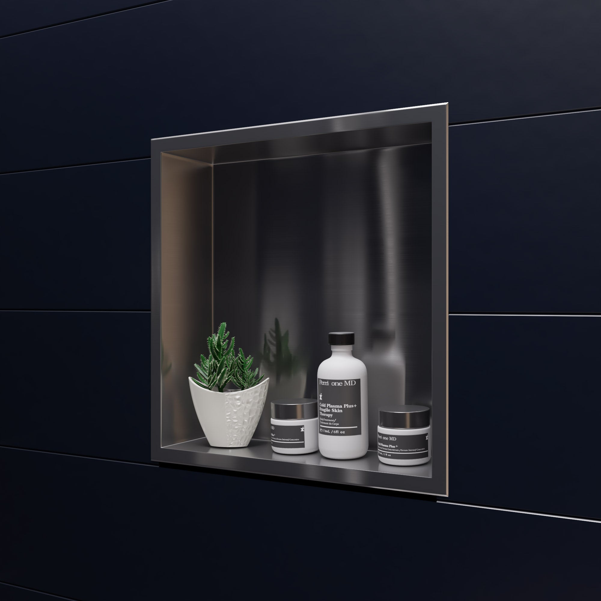 Alternate Image for ALFI brand ABN1616-BSS 16 x 16 Brushed Stainless Steel Square Single Shelf Bath Shower Niche, 20 Gauge