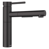 Blanco Alta II Low Arc Pull-Out Dual-Spray Kitchen Faucet, Matte Black, 1.5 GPM, Brass, 527560