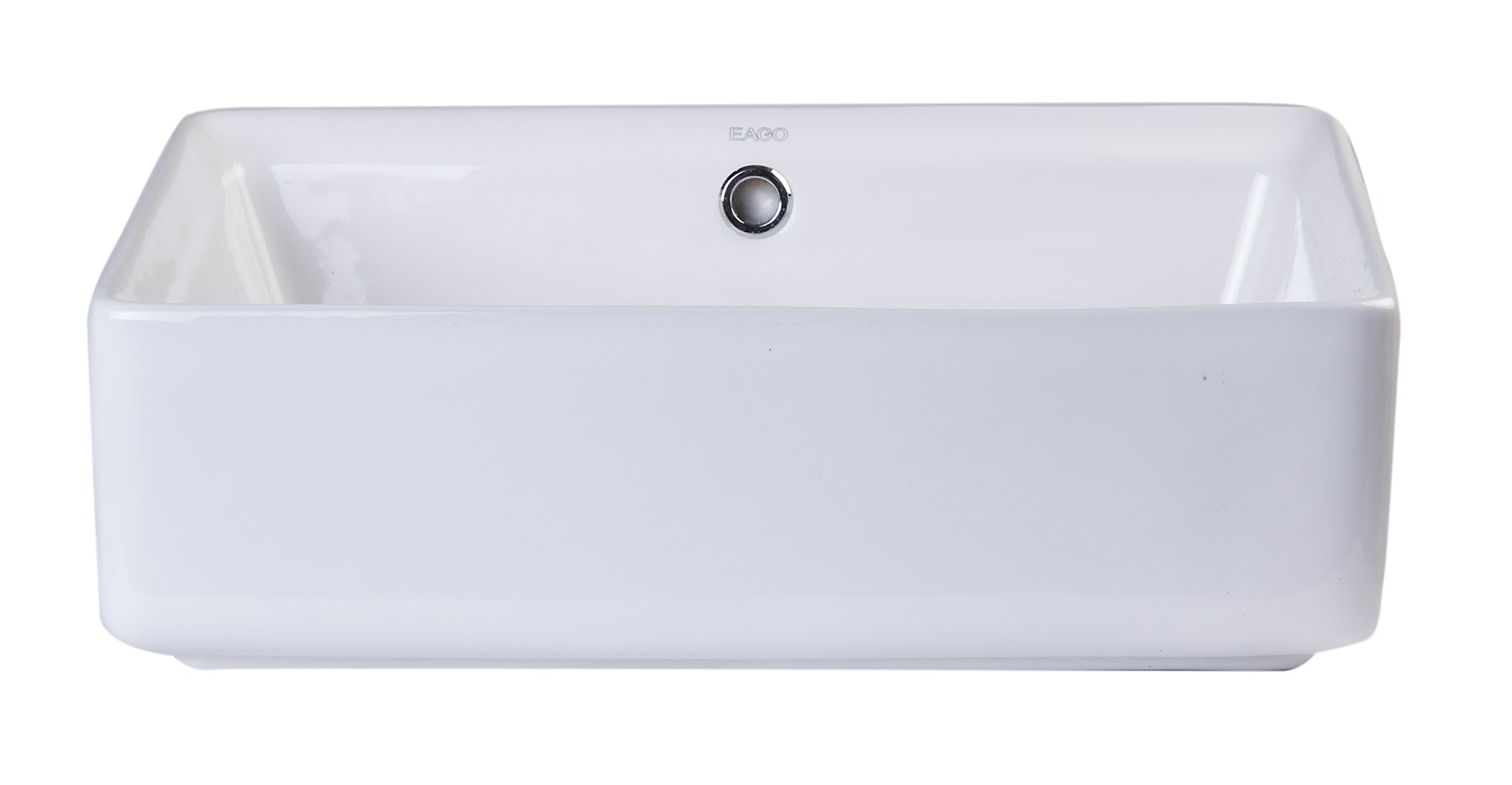 Eago 19.63" x 14.13" Rectangle Above Mount Porcelain Bathroom Sink, White, No Faucet Hole, BA131