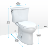 TOTO Drake Transitional Two-Piece Elongated 1.28 GPF TORNADO FLUSH Toilet with CEFIONTECT and SoftClose Seat, WASHLET+ Ready, Cotton White, Vitreous China, MS786124CEG#01