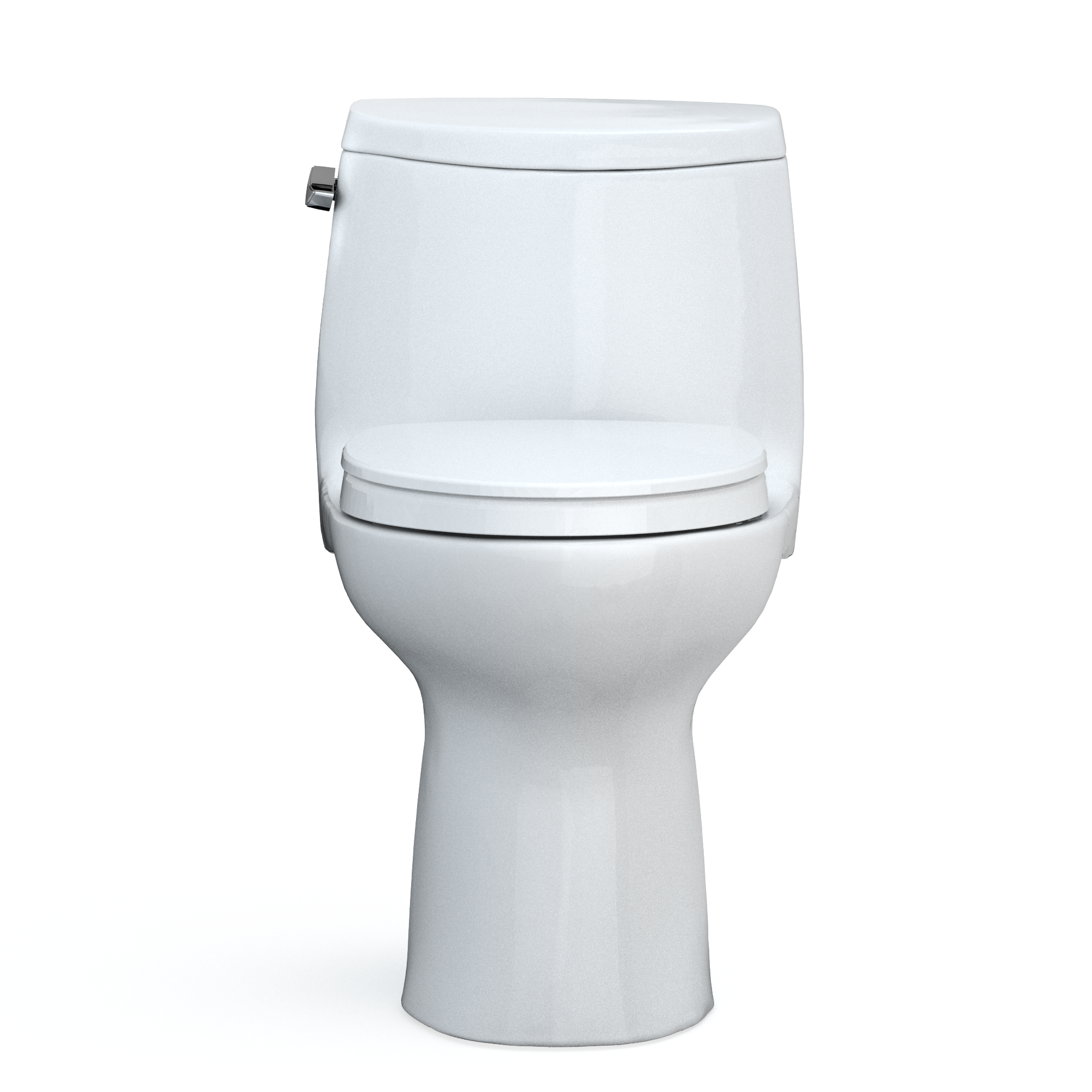 TOTO UltraMax II One-Piece Elongated 1.28 GPF Universal Height Toilet with CEFIONTECT and SS124 SoftClose Seat, WASHLET+ Ready, Cotton White, Vitreous China|Plastic, MS604124CEFG#01