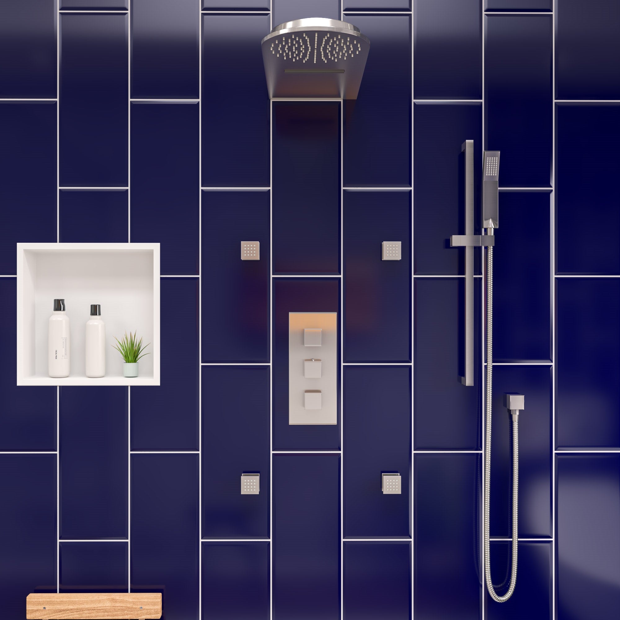 ALFI brand AB7606-BN Brushed Nickel Sliding Rail Hand Held Shower Head Set with Hose, Brass