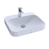 TOTO Arvina Rectangular 20" Vessel Bathroom Sink with CEFIONTECT for Single Hole Faucets, Cotton White, Vitreous China, LT415G#01