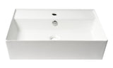 ALFI brand 23.38" x 15.75" Rectangle Above Mount Porcelain Bathroom Sink, White, 1 Faucet Hole, ABC901-W